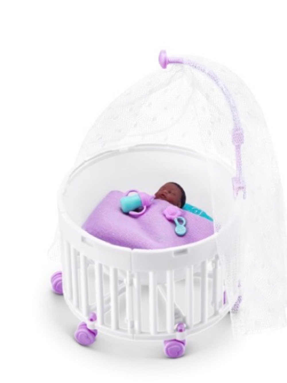 ZURU My Mini Baby Bassinet Nursery Set – Sleeping Baby Purple Crib COMPLETE